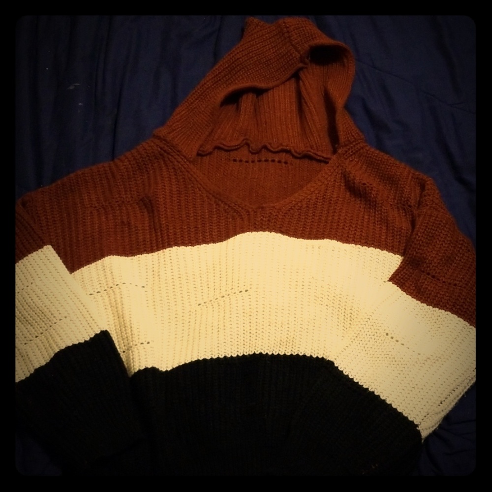 A Zaful Colorblock cropped Hoodie